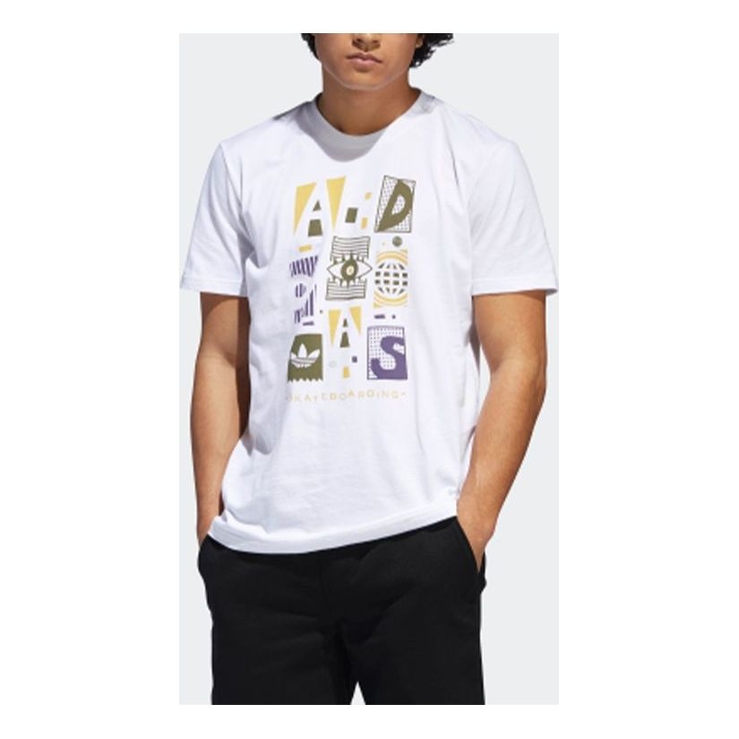 adidas originals Nehalem Tee Printing Alphabet Short Sleeve White DU8387 - 1