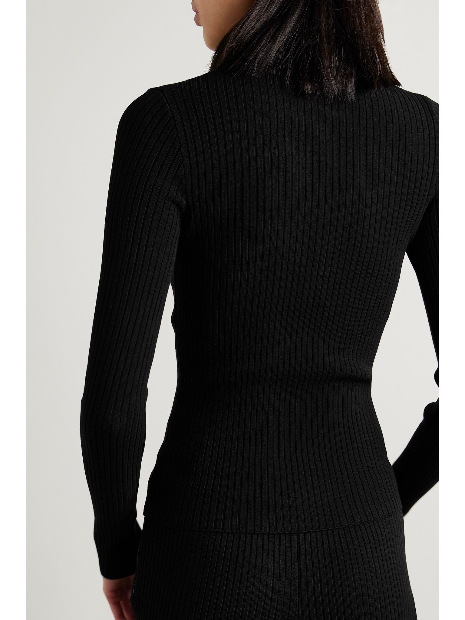 Reedition embroidered ribbed-knit turtleneck sweater Black - 3