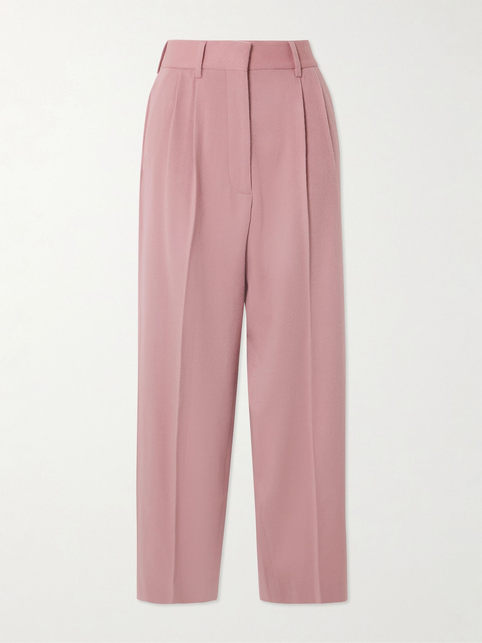 Fox pleated wool and cashmere-blend tapered pants Pink - 1