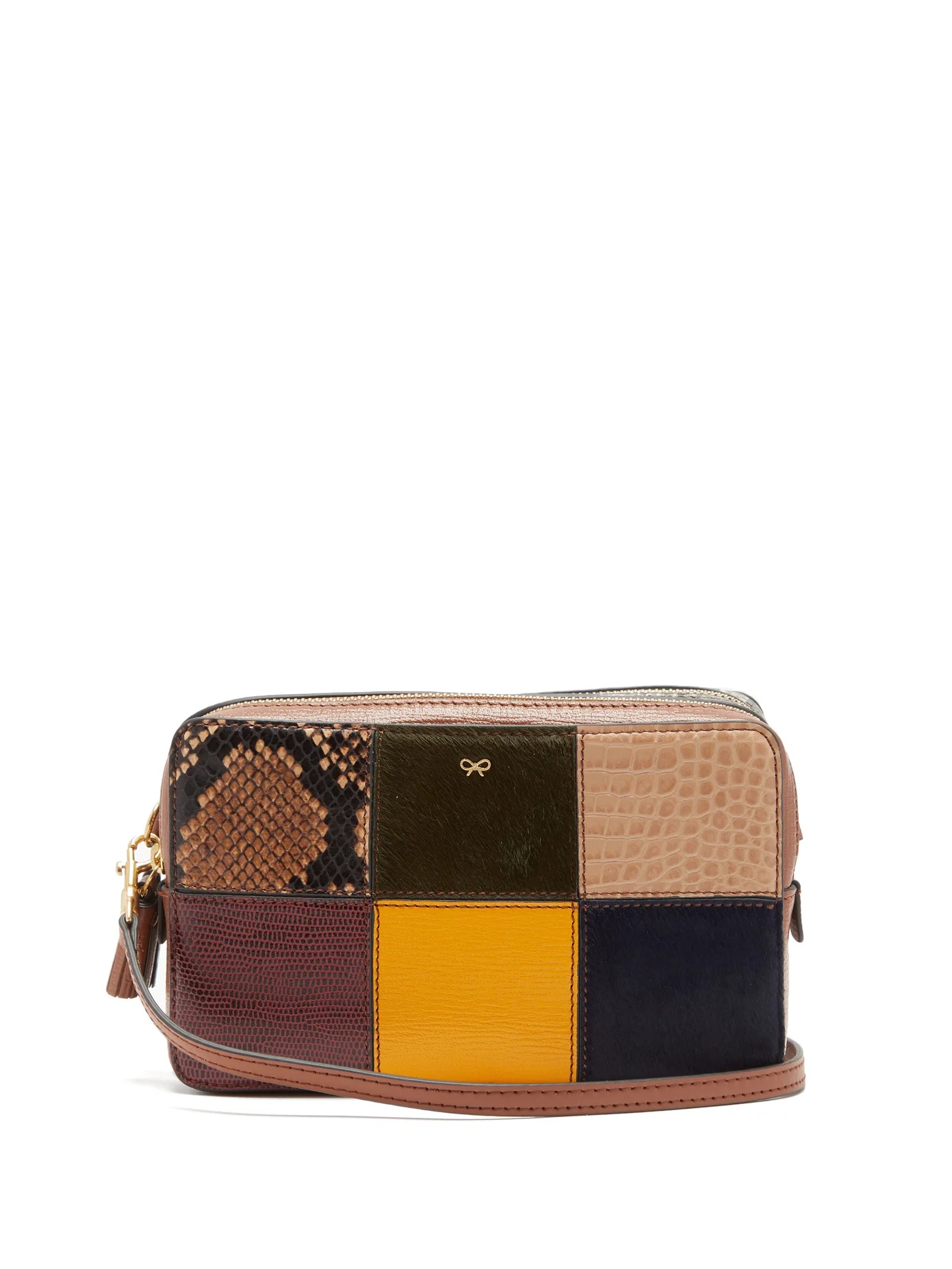 Patchwork snake-effect leather cross-body bag - 1