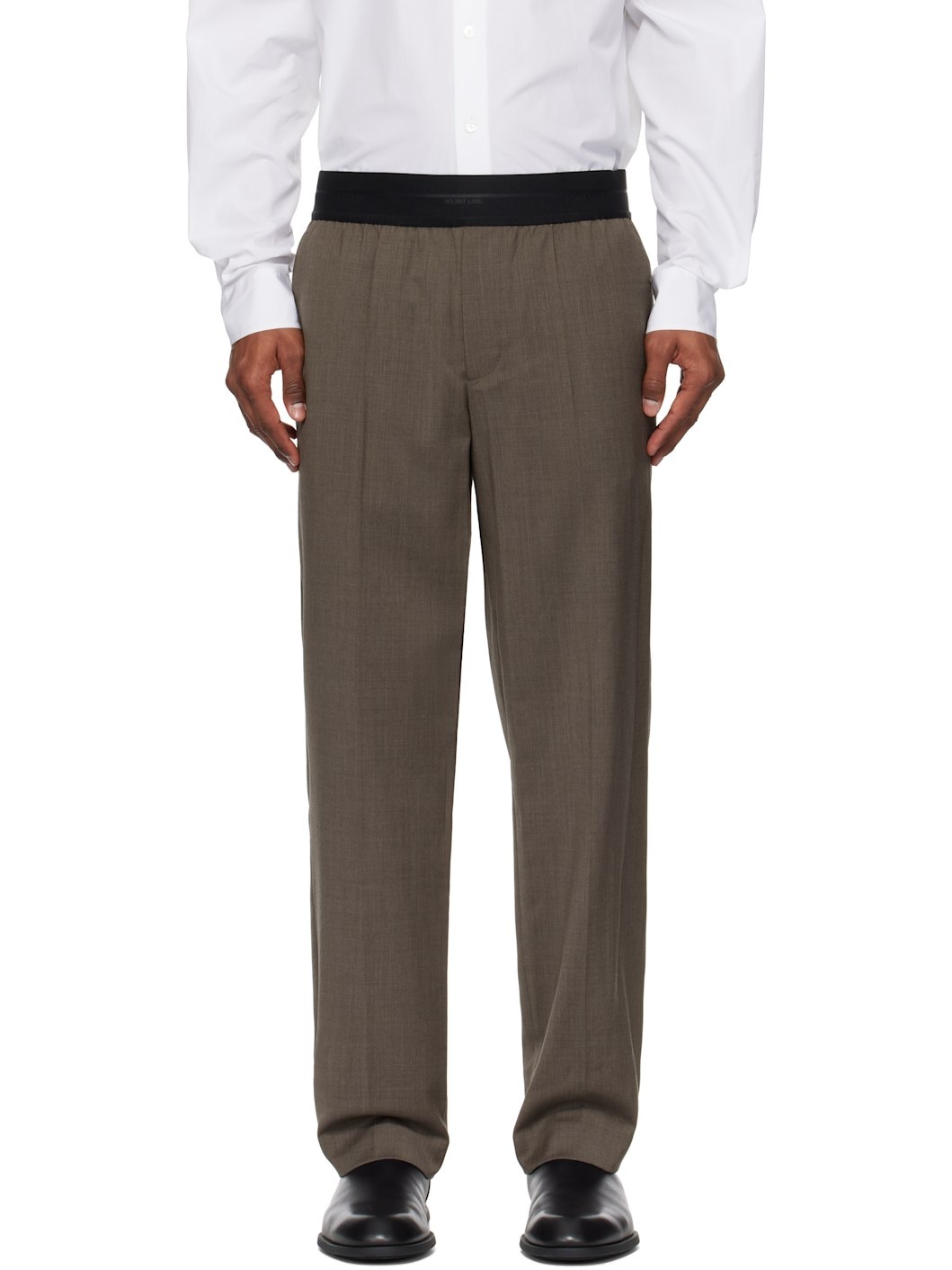 Brown Tapered Pull-On Trousers - 1