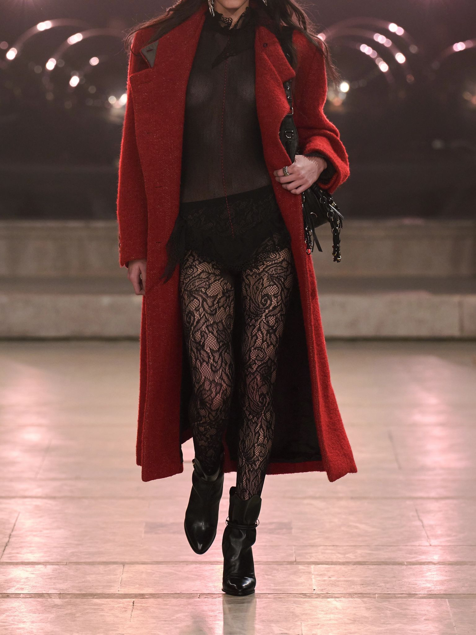 Giusa double-breasted herringbone-twill coat Red - 5