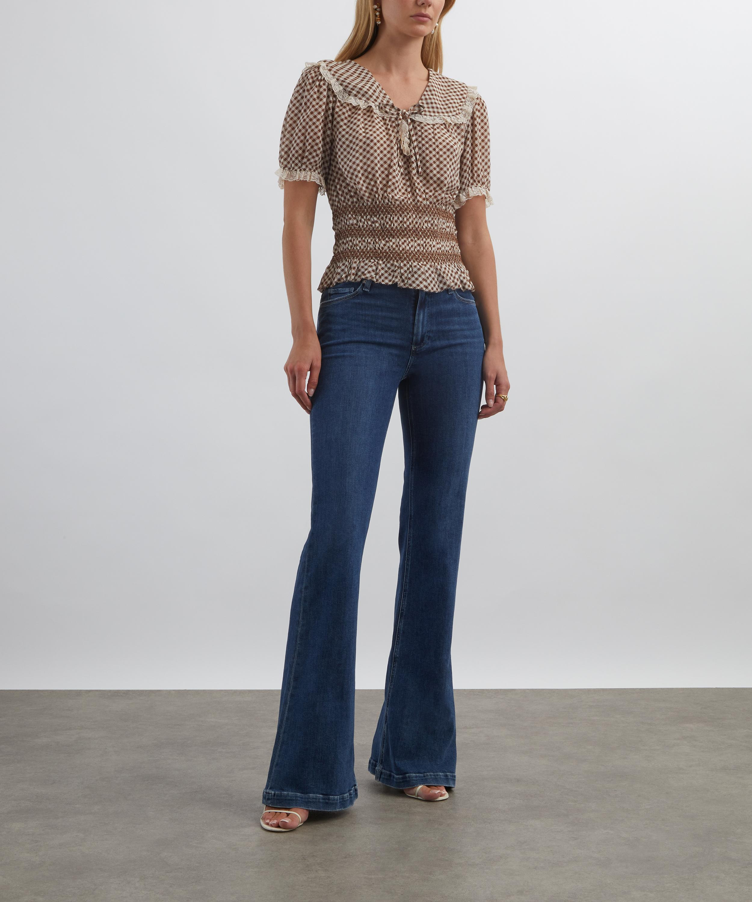 Britt French Check Brown Top - 2