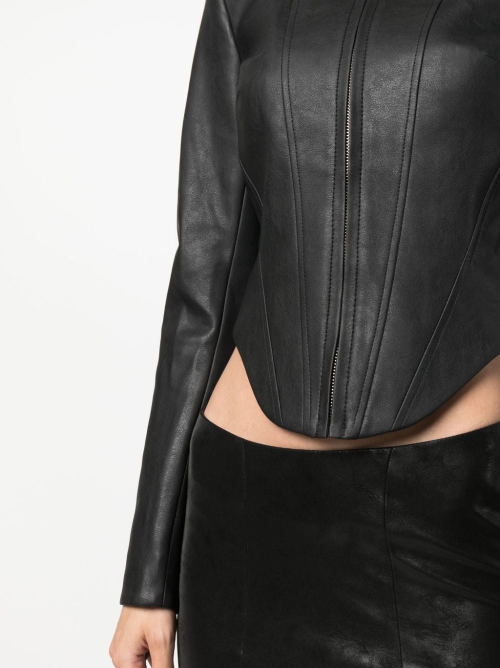 corset faux-leather biker jacket - 5