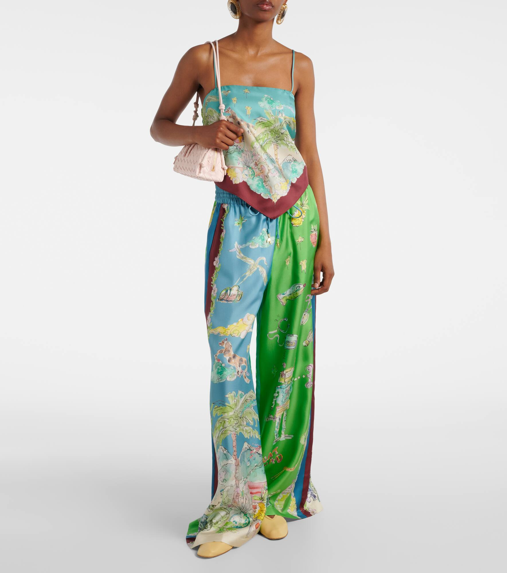 Daria printed silk wide-leg pants - 2
