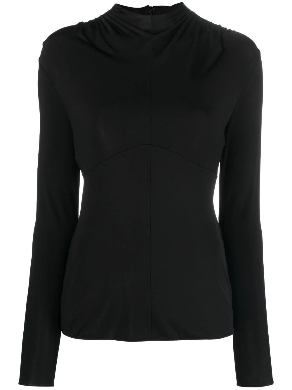 round-neck long-sleeve top - 1