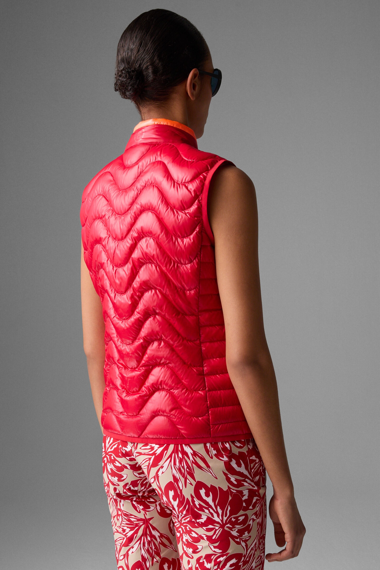 Kleo lightweight down vest in Red/Orange - 3