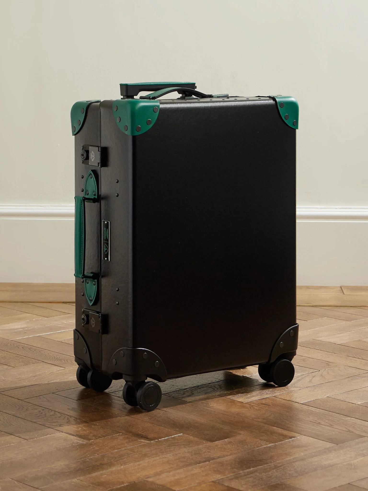 + Aston Martin F1 Limited Edition Leather-Trimmed Vulcanised Fibreboard Carry-On Suitcase Black - 1