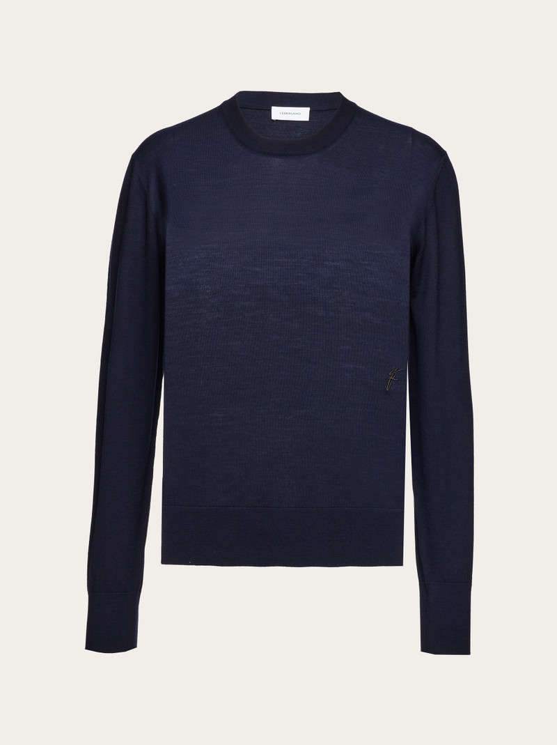 Jersey wool crew neck sweater 1