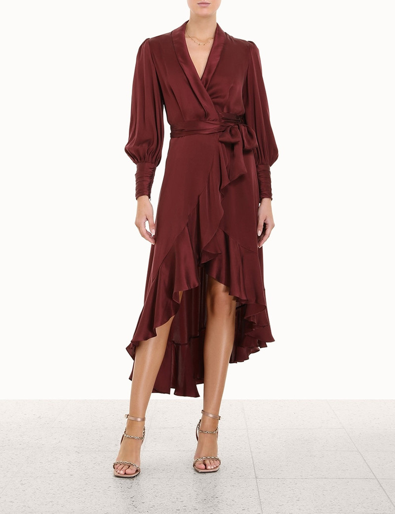 Zimmermann SILK WRAP 미디 드레스 outlook