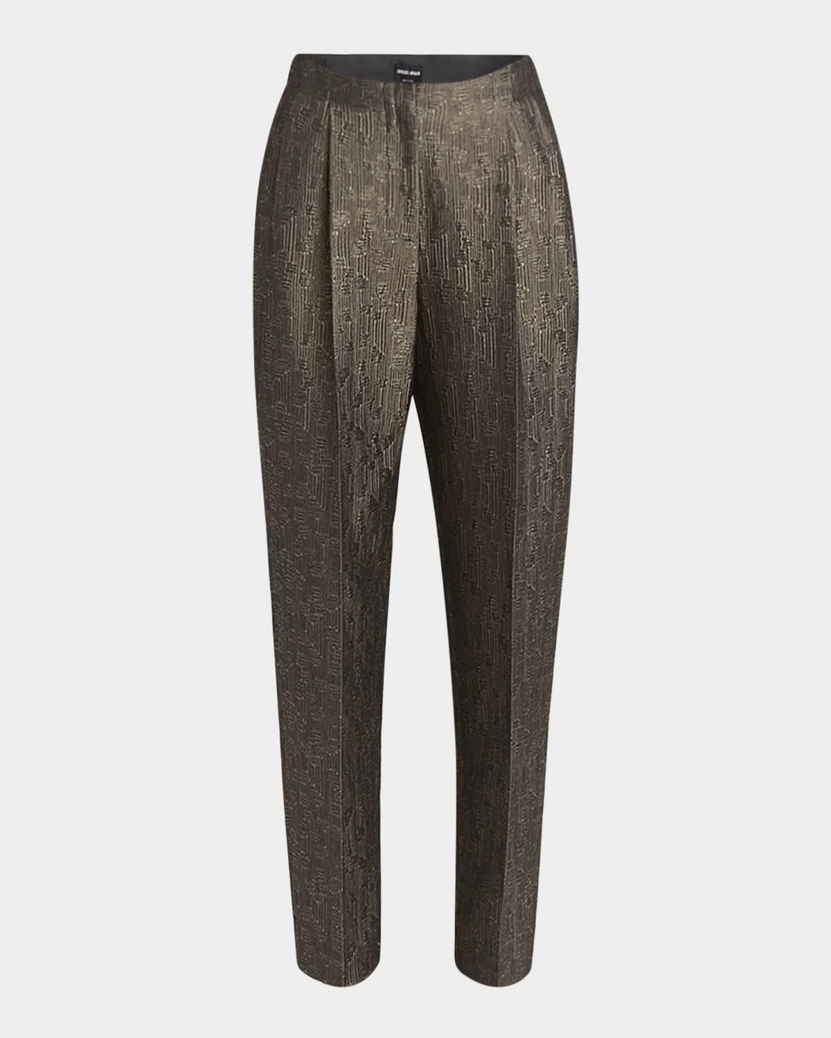 Geo Silk Jacquard Tapered-Leg Trousers - 1