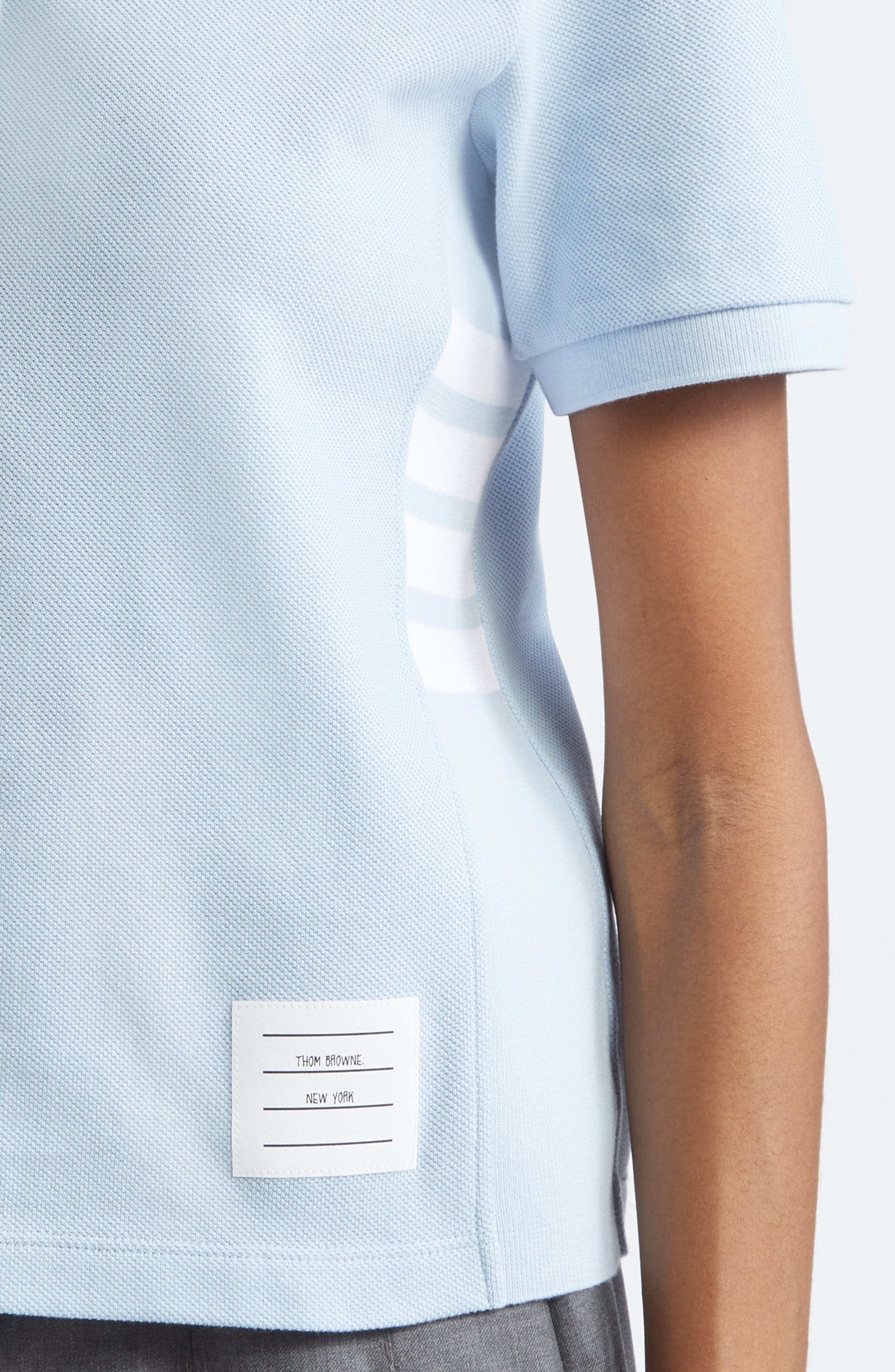 Thom Browne 4-Bar Cotton Piqué Polo in Teal at Nordstrom - 4