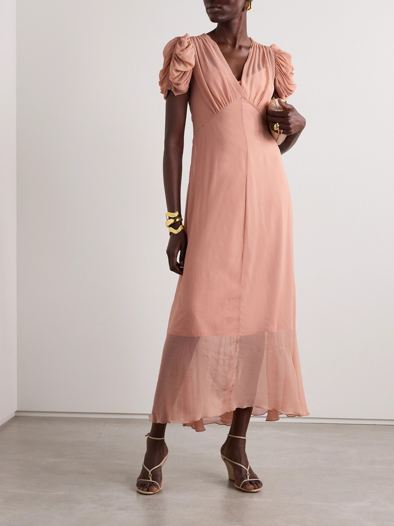 Zimmermann Eden Asymmetric Gathered Silk-georgette Dress outlook