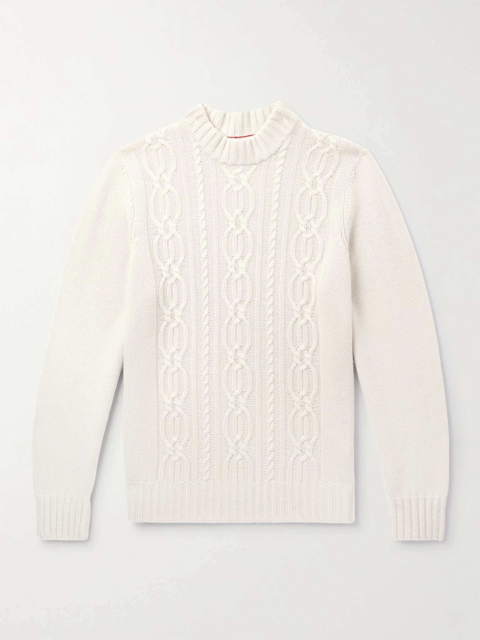 Cable-Knit Cashmere Mock-Neck Sweater - 1