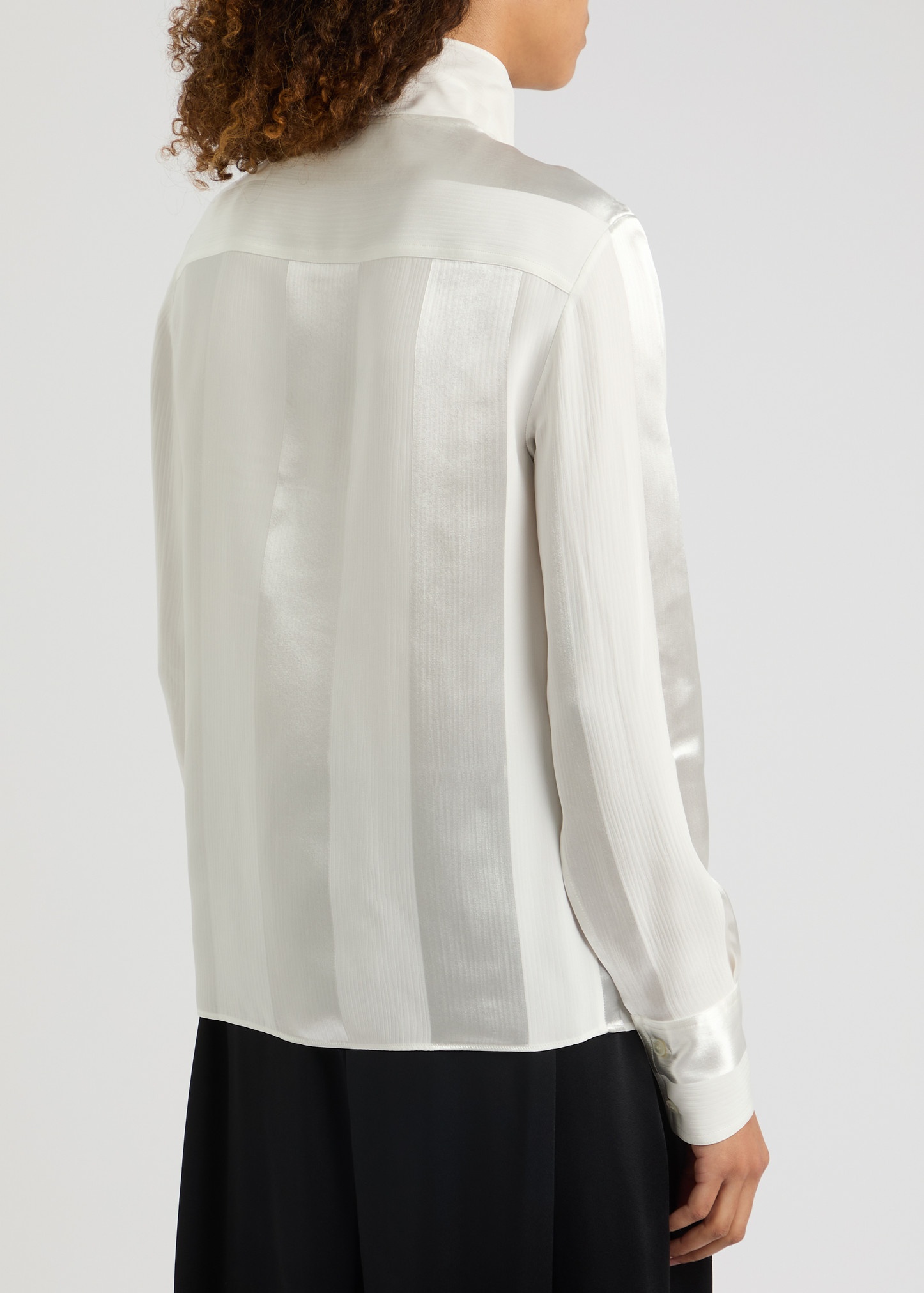 Stripe-jacquard satin shirt - 3