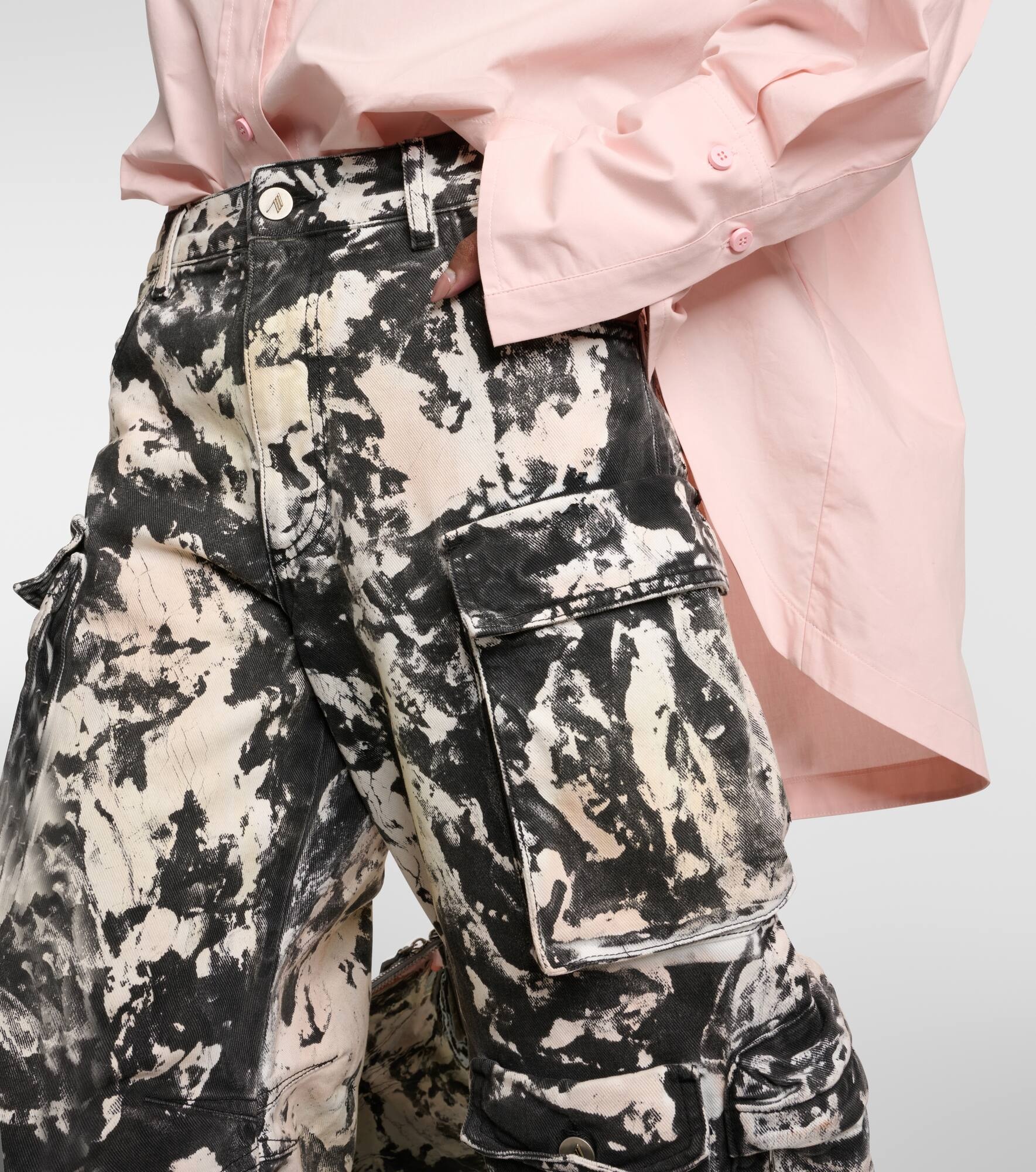 Fern printed mid-rise cargo jeans - 4