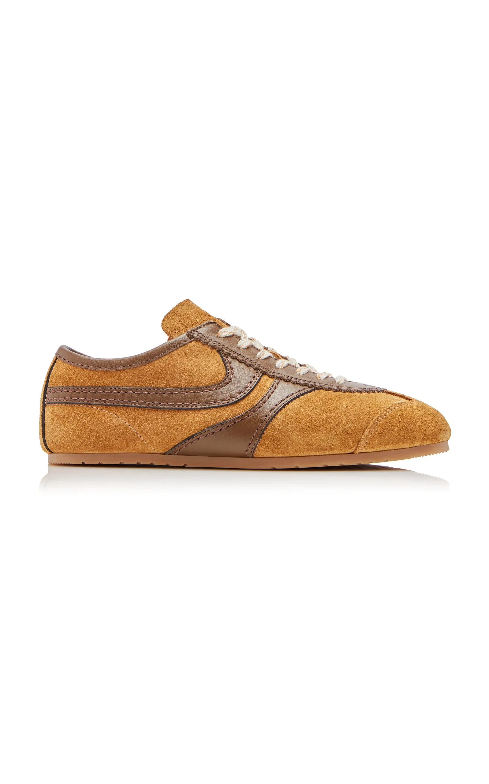 Leather-Trimmed Suede Sneakers - 1