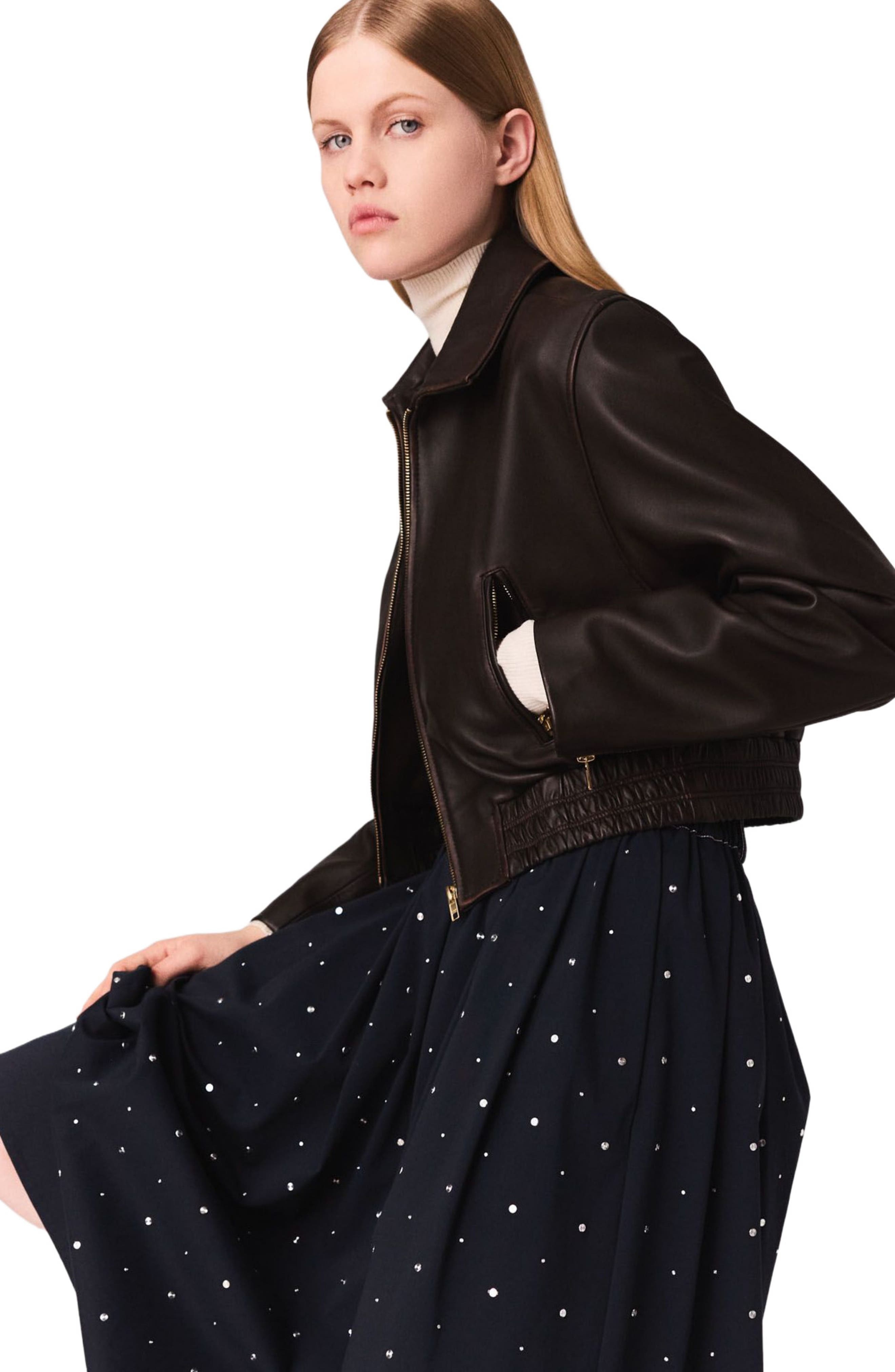 maje Vintage leather jacket in Brown at Nordstrom - 6
