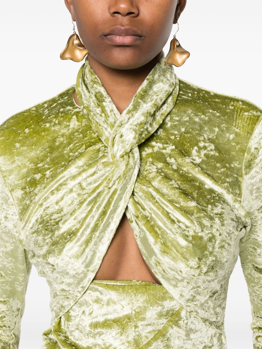 Iride twist-detailing velvet top - 5