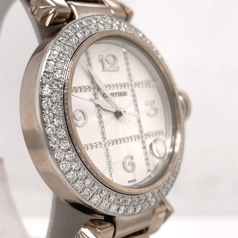 Pre-owned Cartier Pasha Automatic Diamond Silver Dial Ladies Watch 2308 - 3