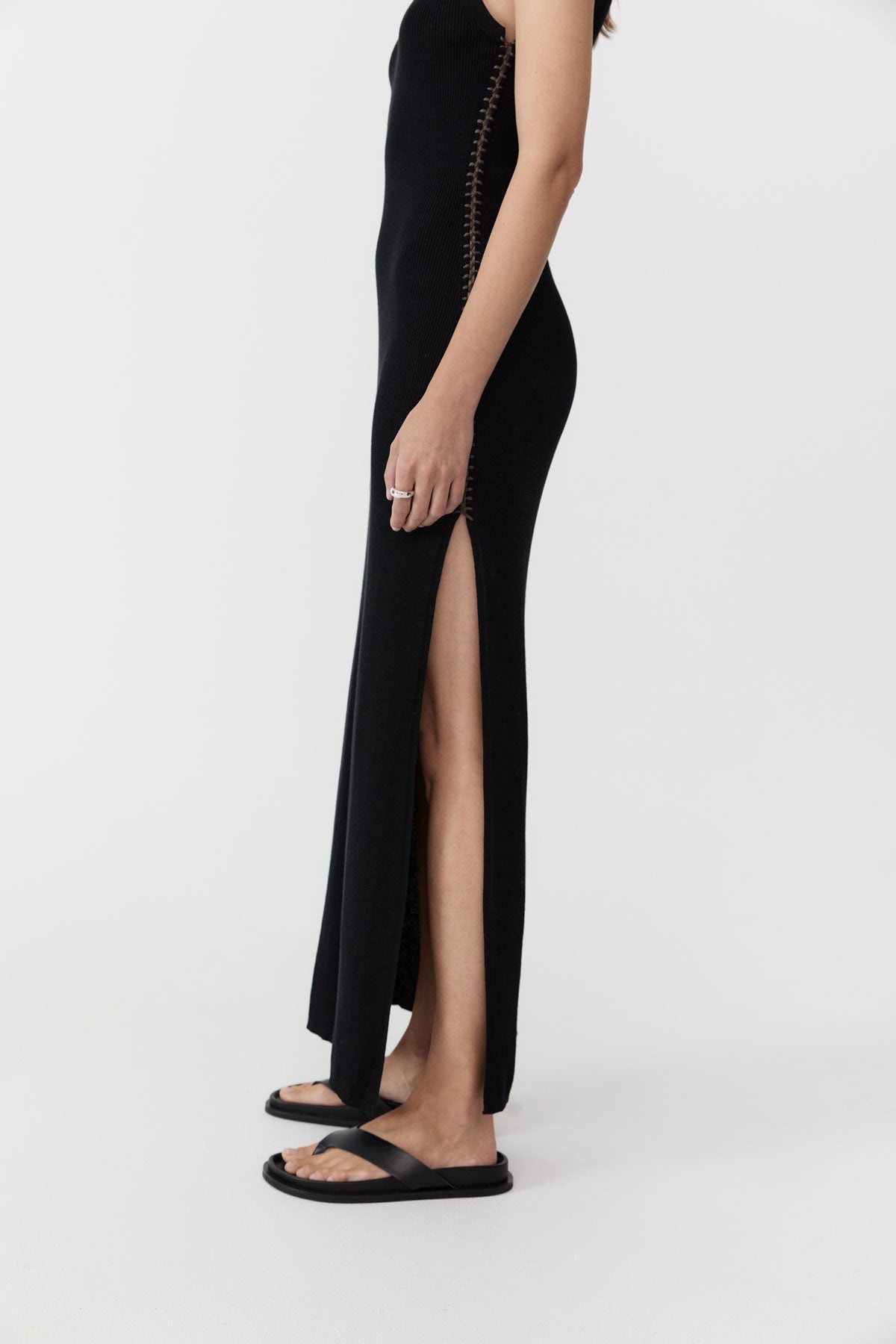 Stitch Detail Dress - Black - 4