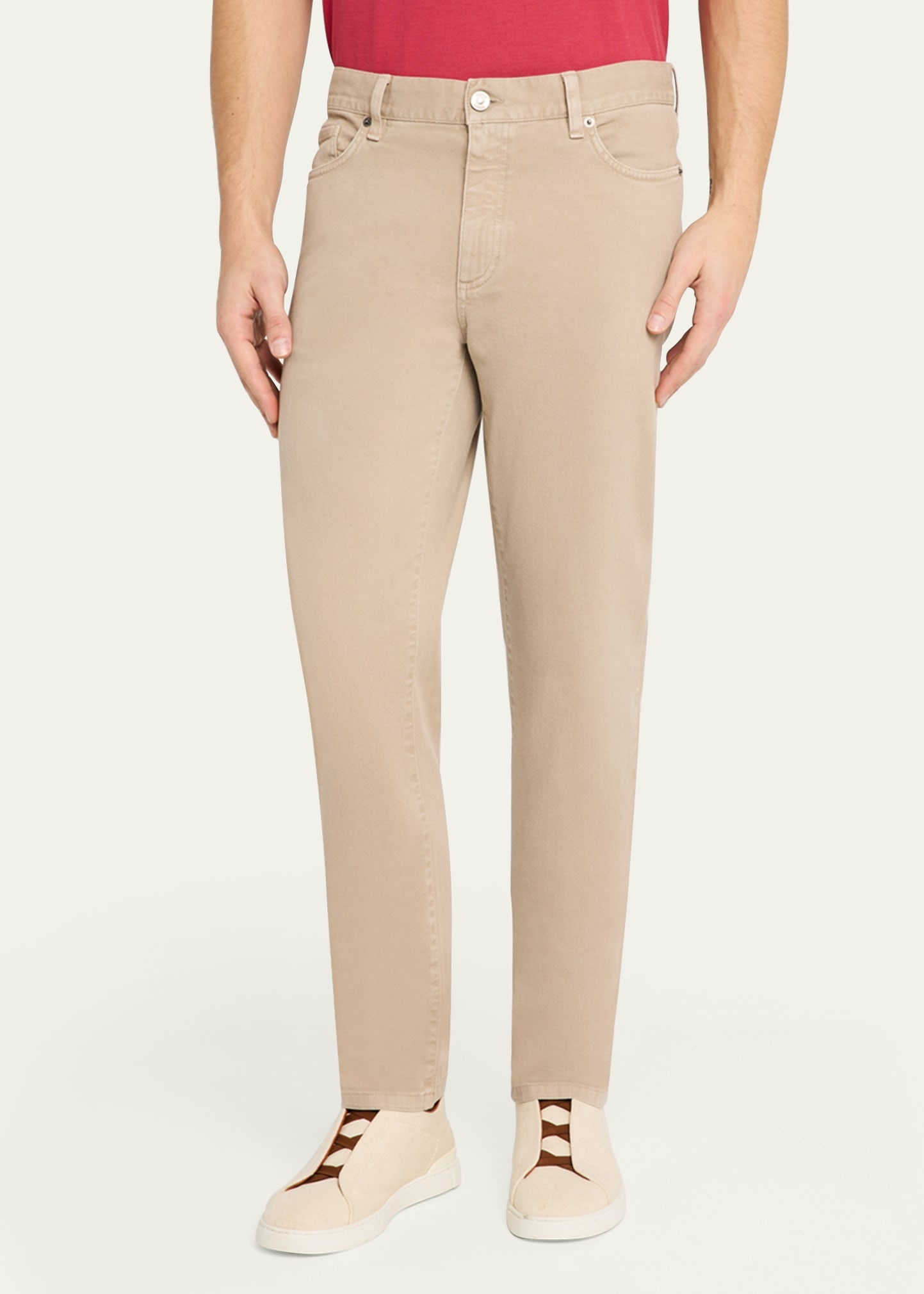 Men's Five-Pocket Colored Delave Pants - 4