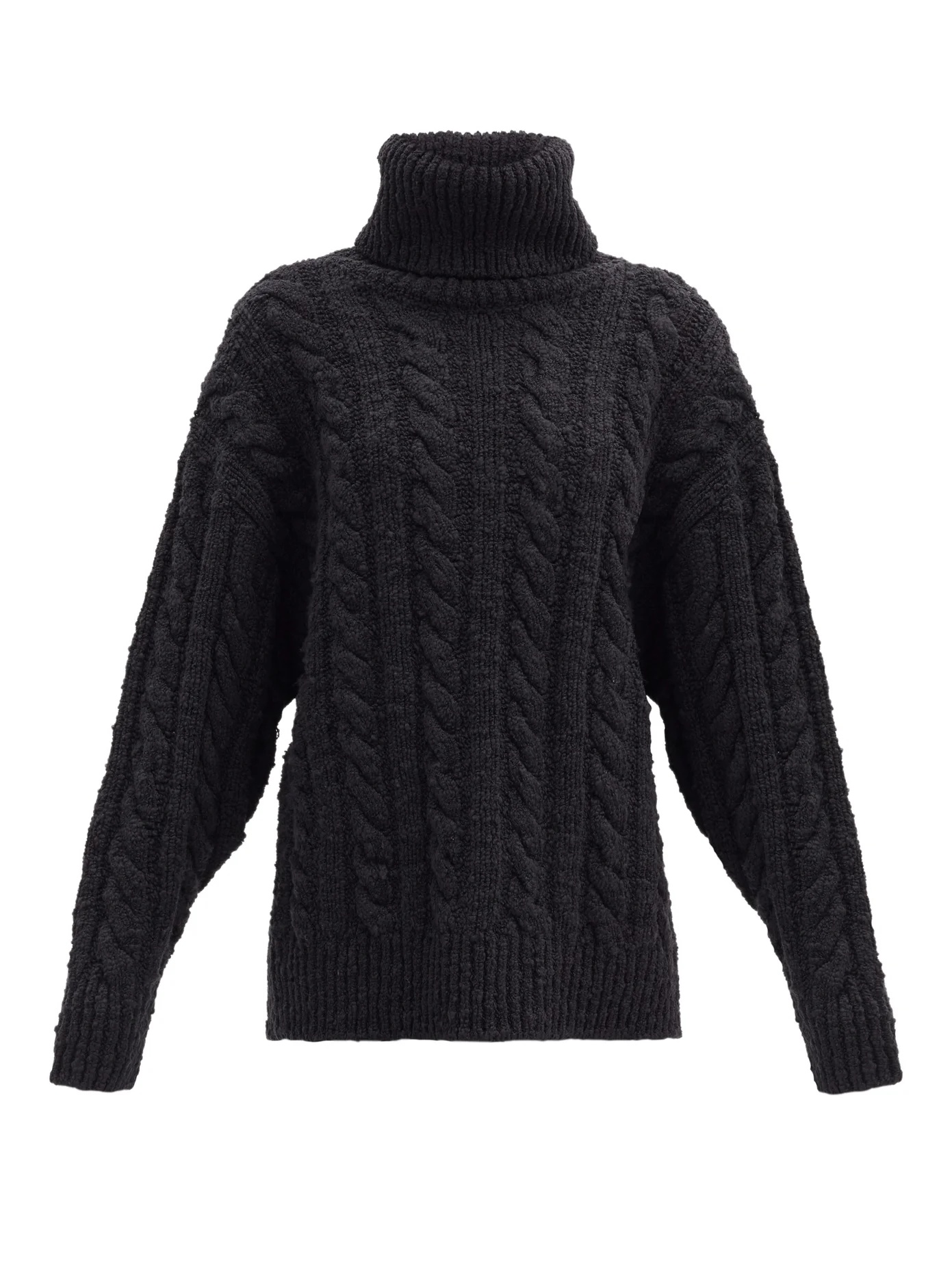 Roll-neck cable-knit wool-blend sweater - 1