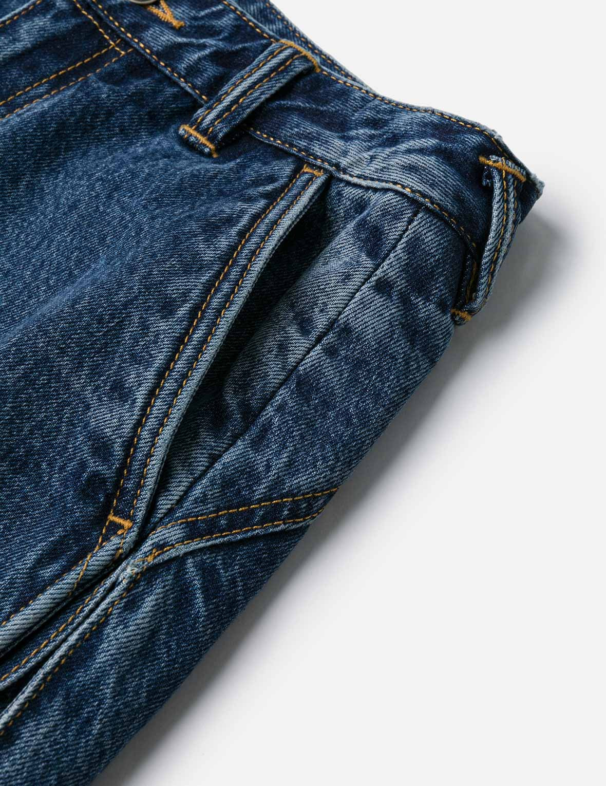 Seagull Embossed Fashion Fit Pleated Denim Shorts - 9