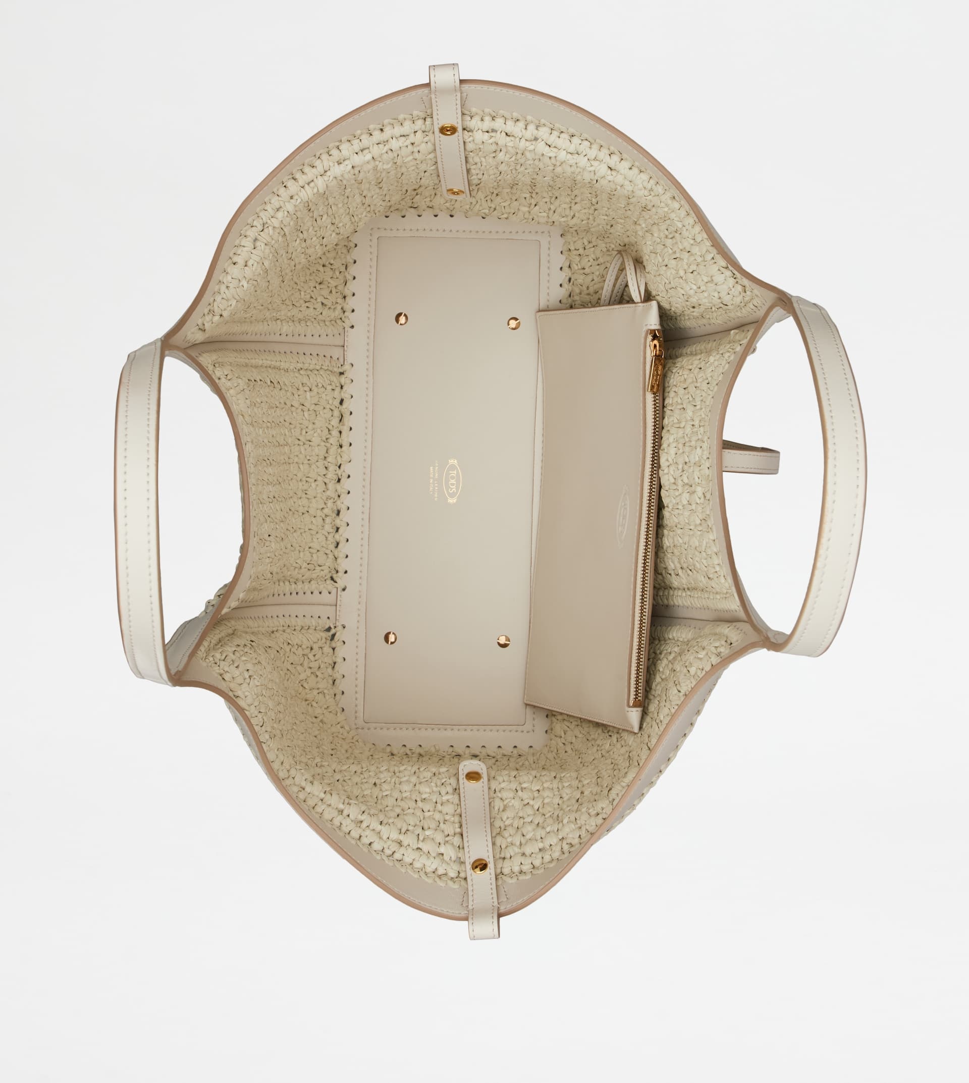T TIMELESS SHOPPING BAG IN RAFFIA AND LEATHER MEDIUM - WHITE - 4