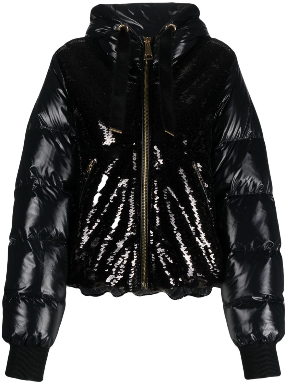 Puff Glossy Sequins hooded jacket - 1