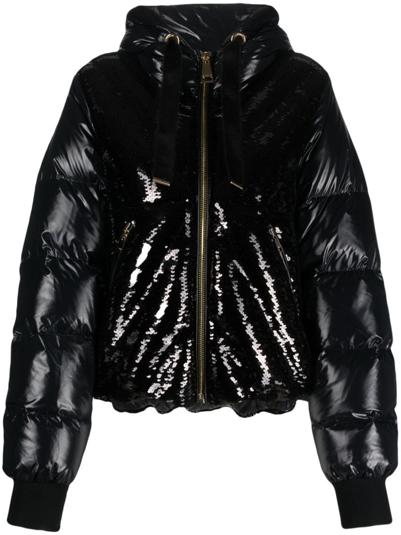 Puff Glossy Sequins hooded jacket 1