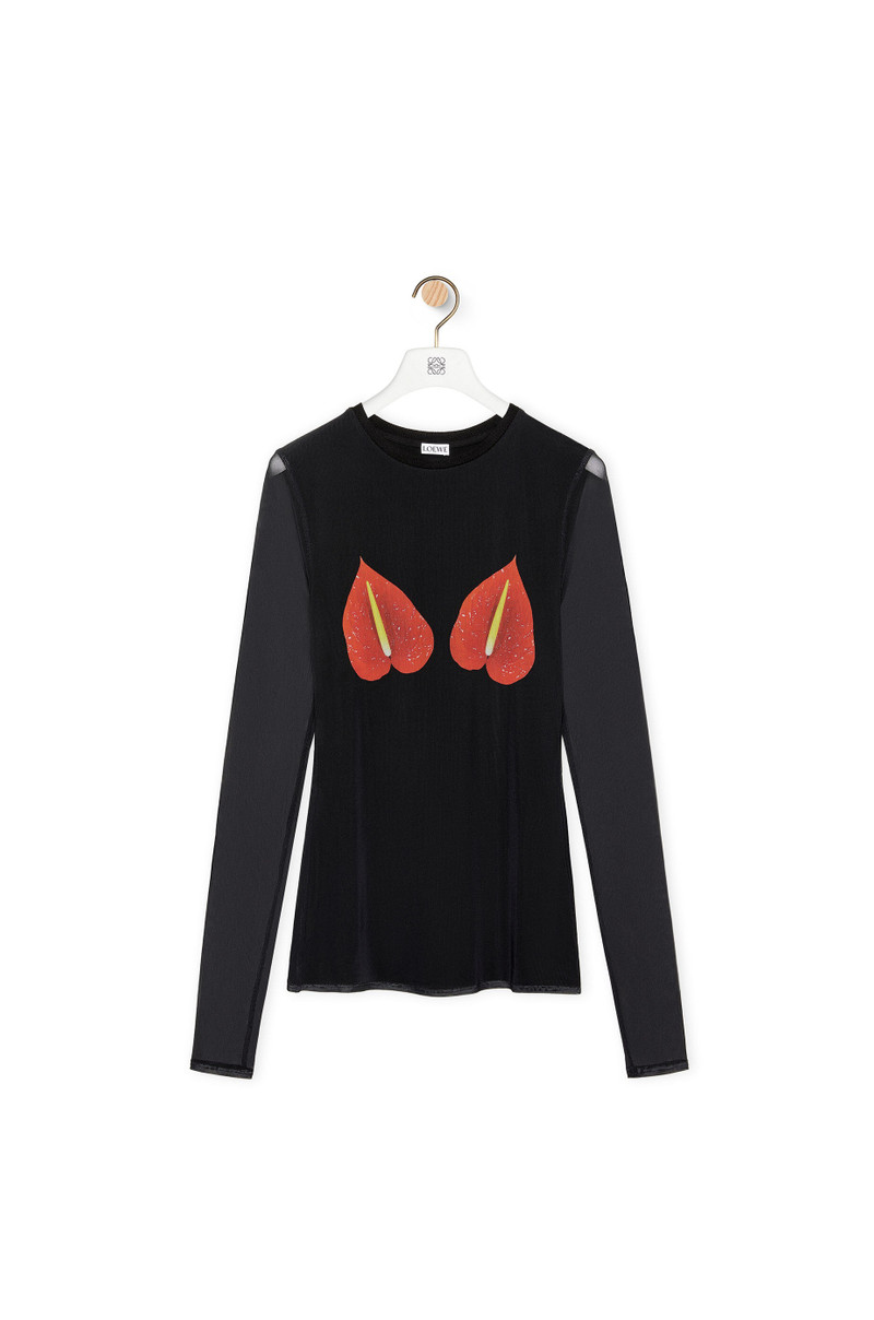 Anthurium top in semi sheer mesh 1