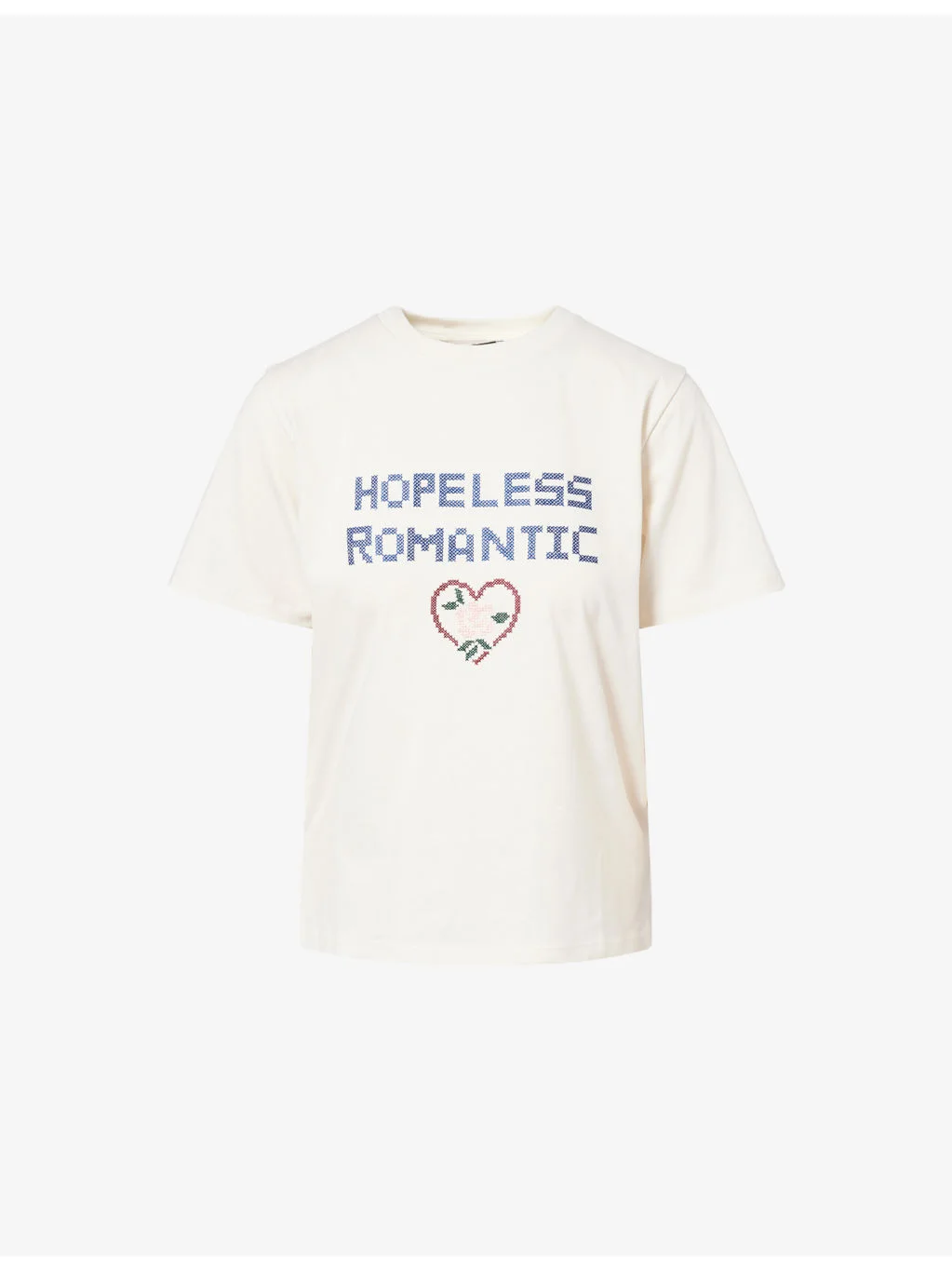 Hopeless Romantic Cross-Stitch Cotton-Jersey T-Shirt - 1