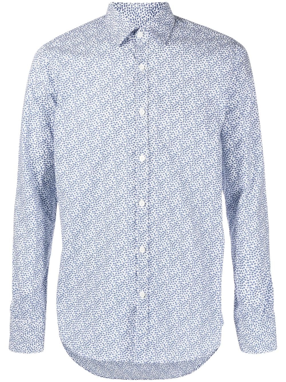 micro leaf-print cotton shirt - 1