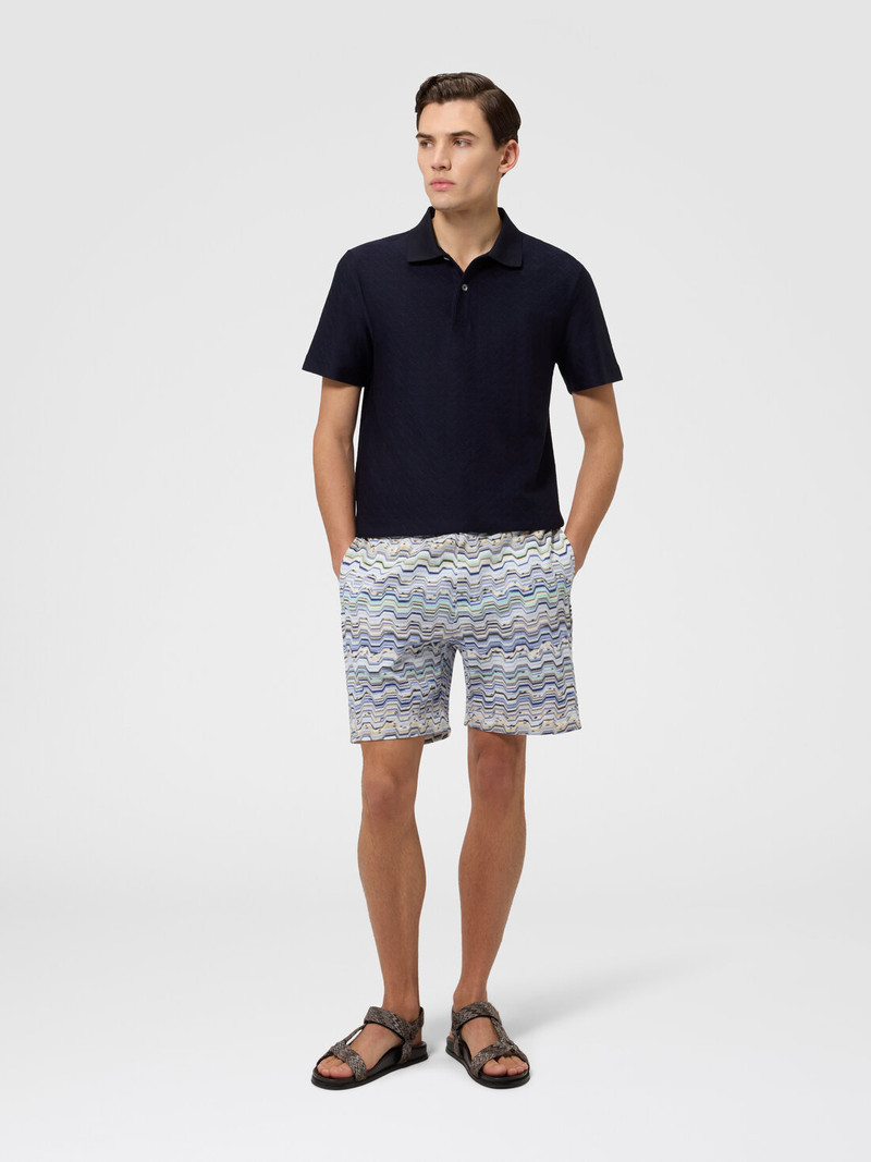 Missoni Jacquard cotton polo shirt with tone-on-tone zigzag design outlook
