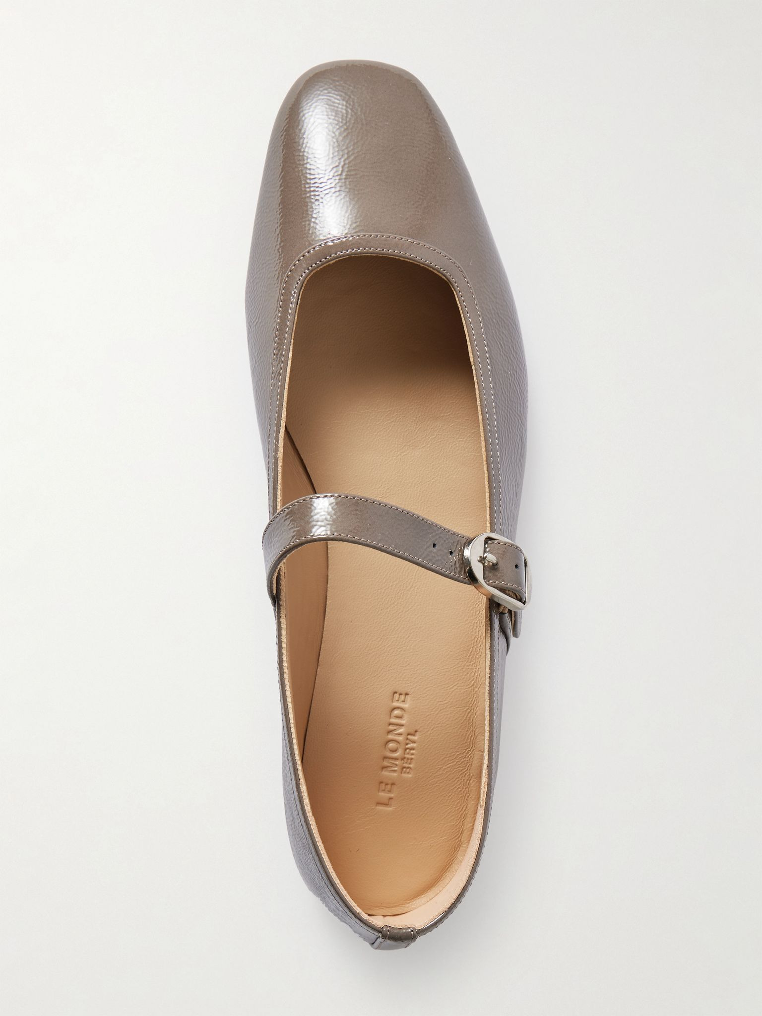 Patent-leather Mary Jane ballet flats Taupe - 5