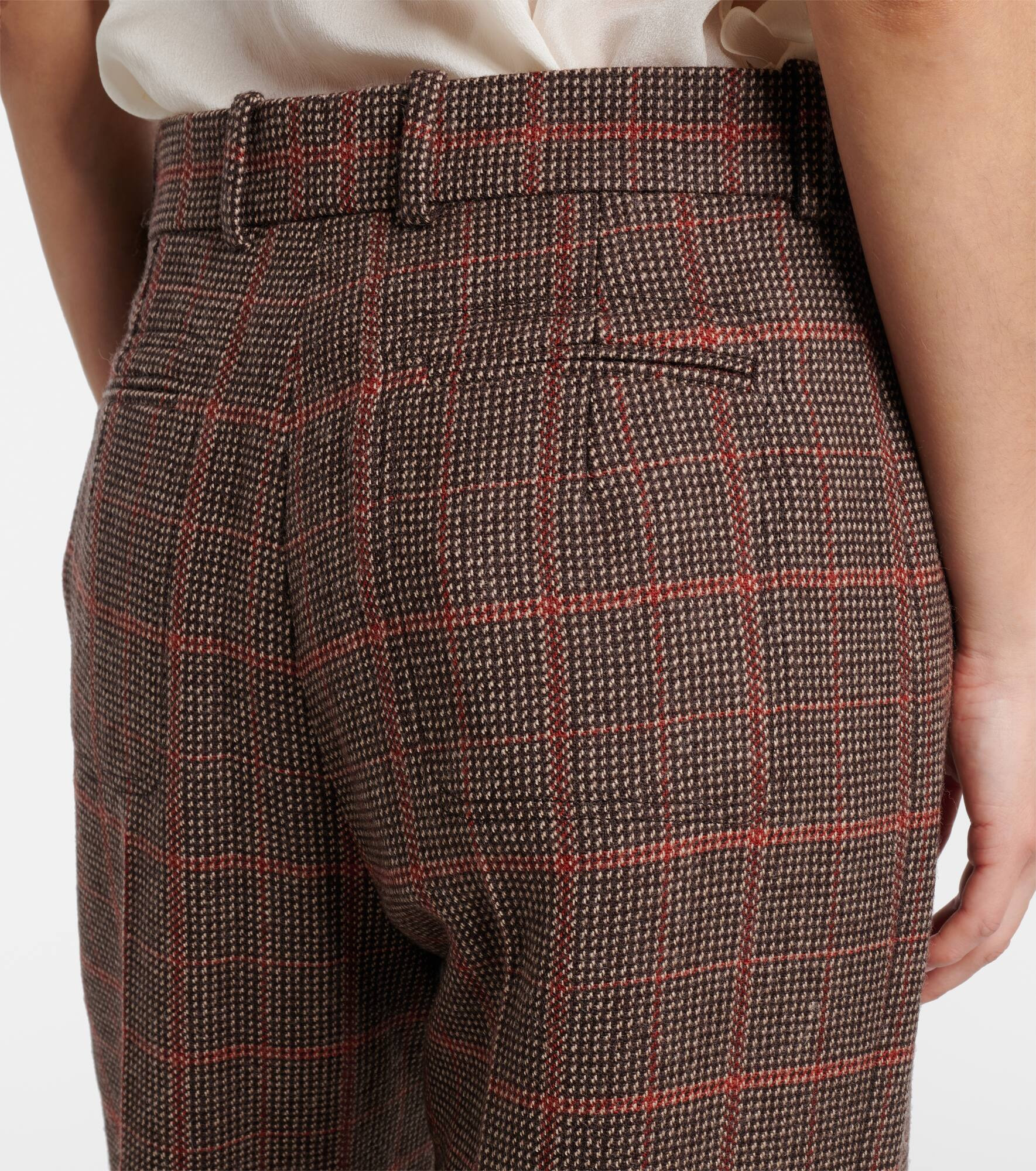Checked high-rise wool flared pants - 6