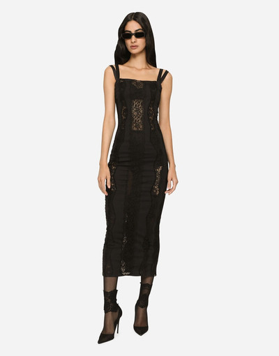 Dolce & Gabbana Jersey calf-length dress with lace inserts outlook