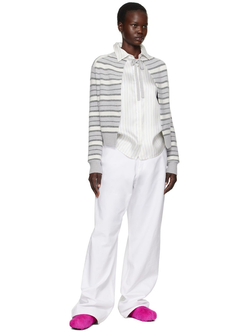 Marni Gray & White Striped Open Back Sweater outlook
