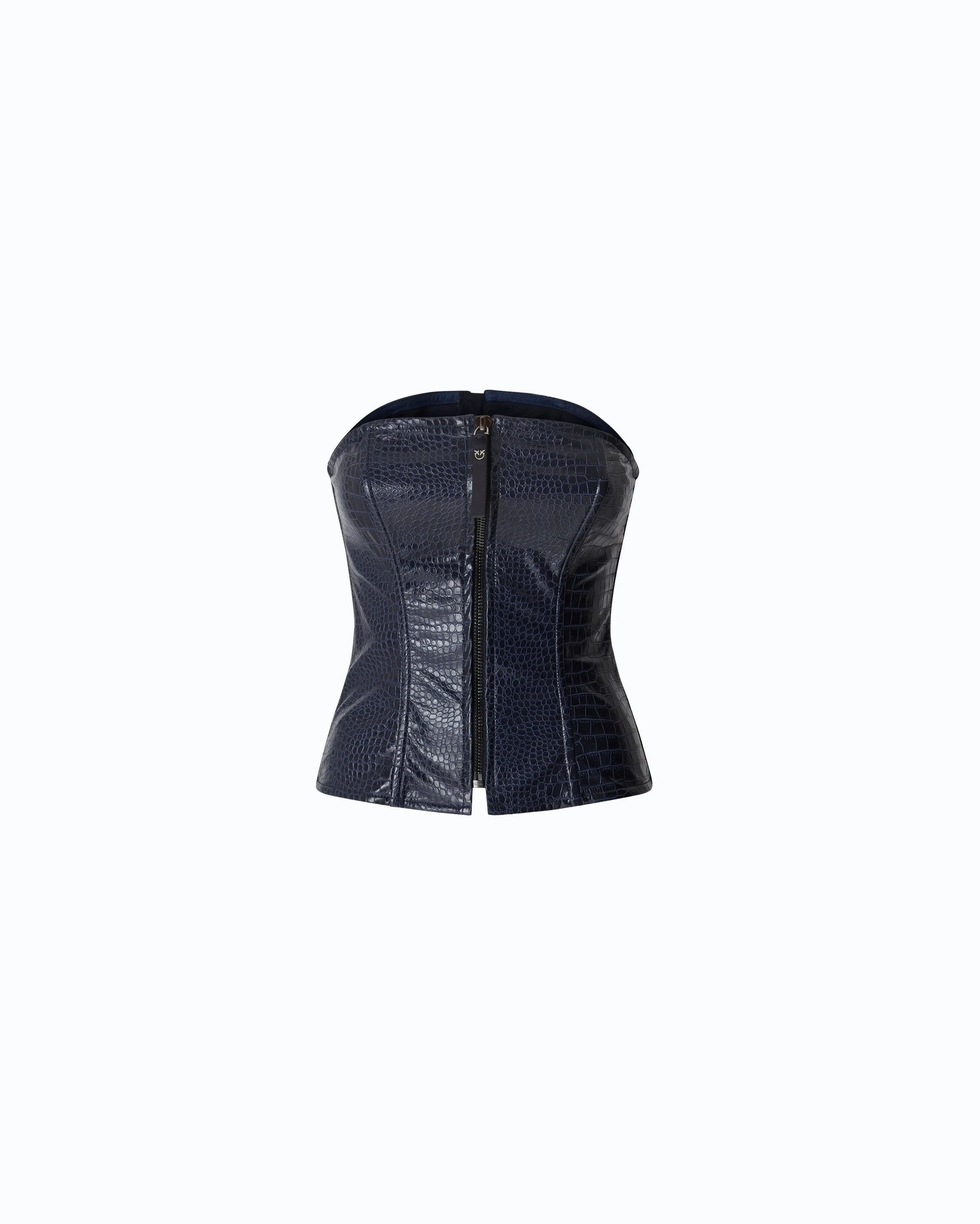 BUSTIER TOP WITH CROCODILE PRINT AND ZIP - 1