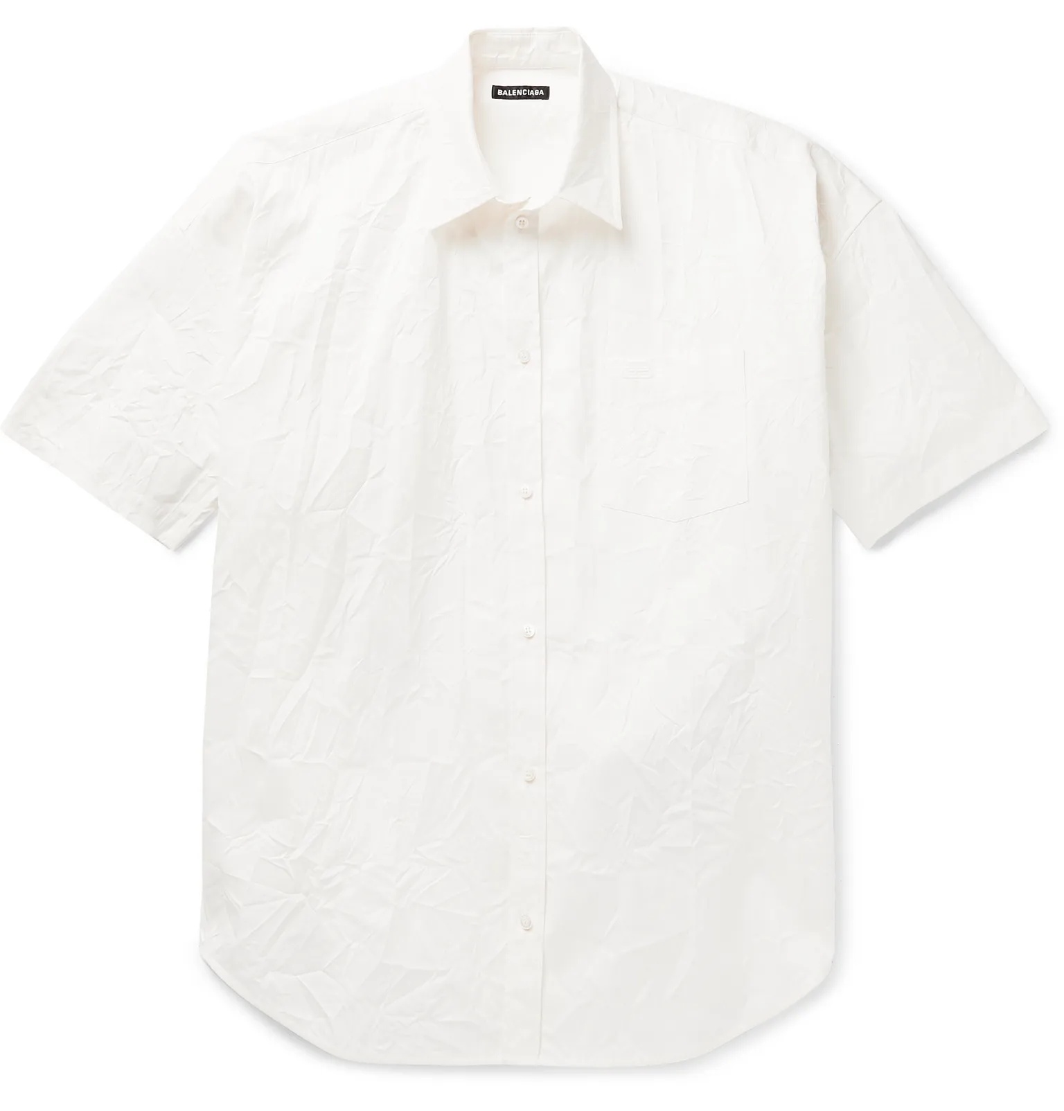 Cocoon Oversized Logo-Embroidered Crinkled Cotton-Poplin Shirt - 1