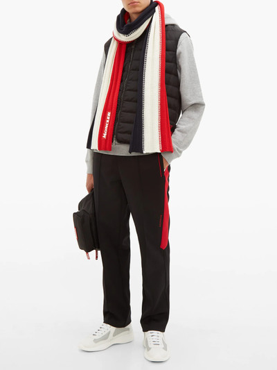 Moncler Tricolour ribbed-knit wool scarf outlook