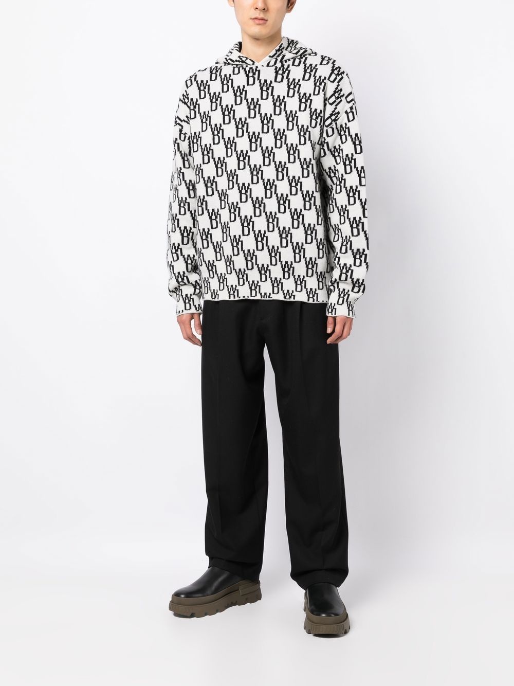 monogram knitted hoodie - 3