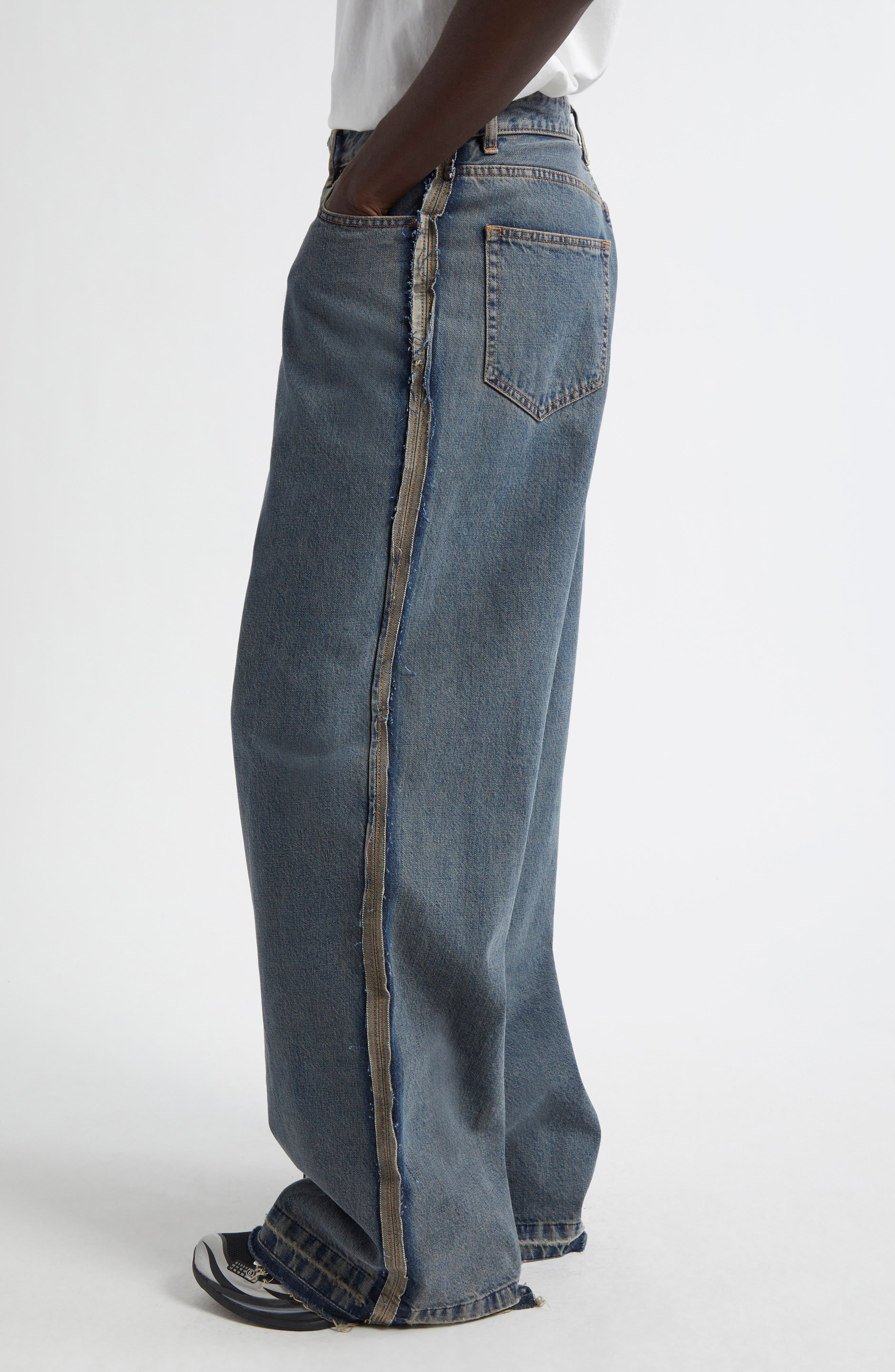MM6 Maison Margiela Wide Leg Jeans in Light Grey at Nordstrom - 4