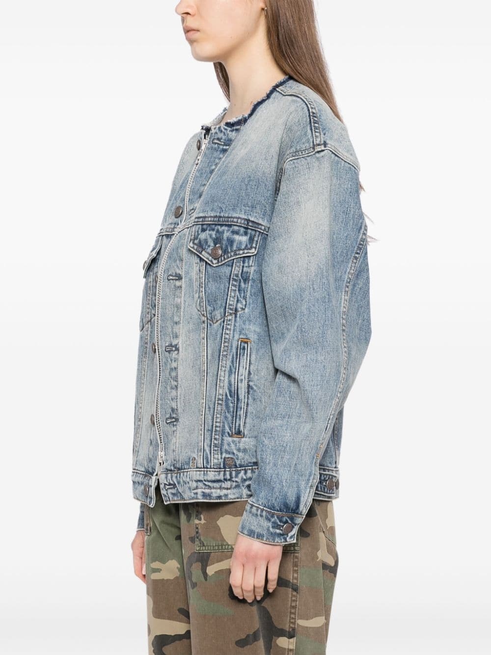collarless trucker jacket - 3