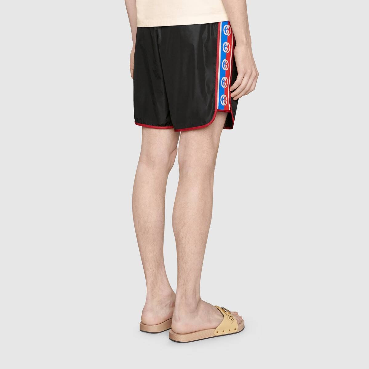 Nylon swim shorts with logo stripe - 4