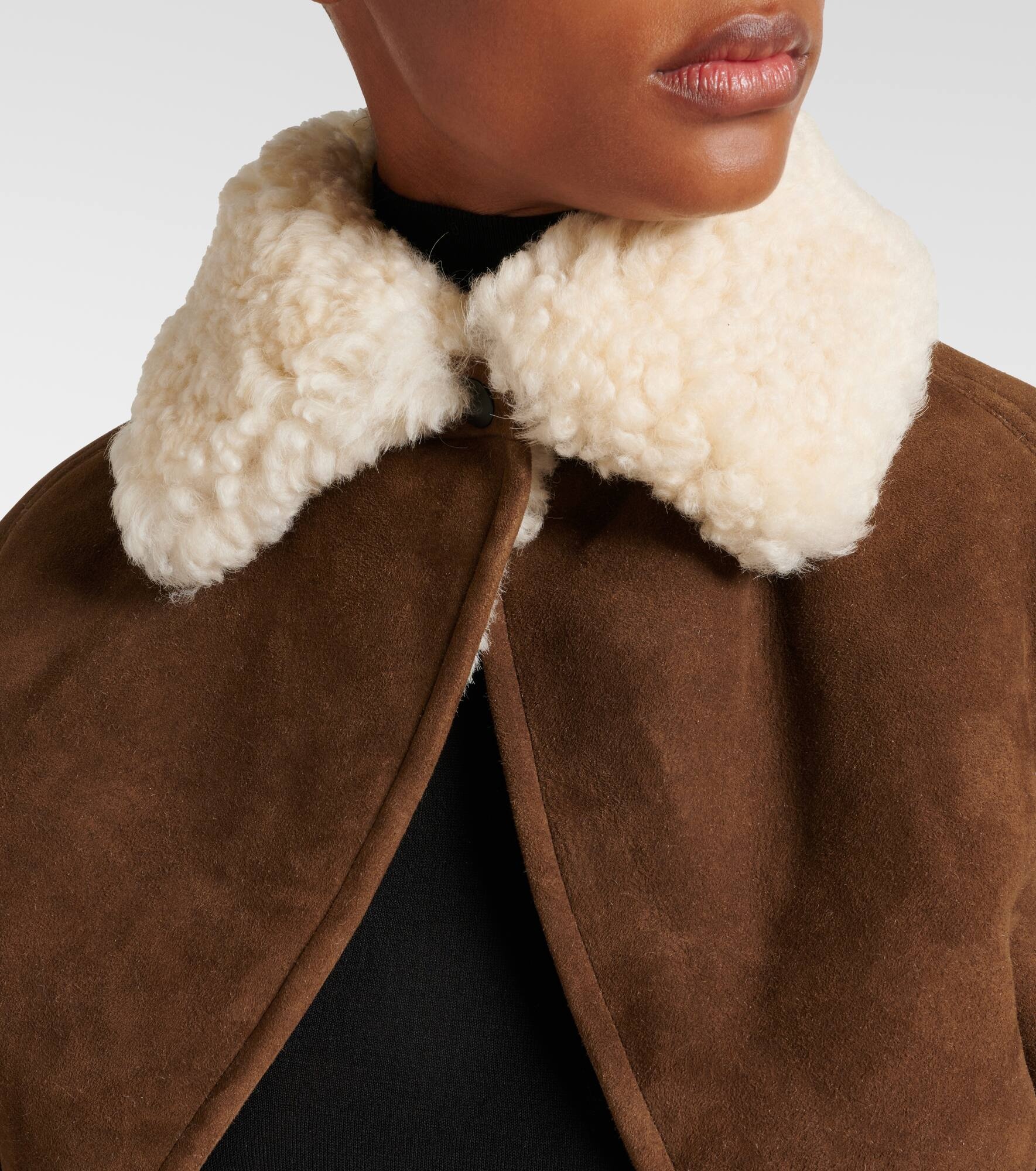 Shearling-trimmed suede jacket - 4