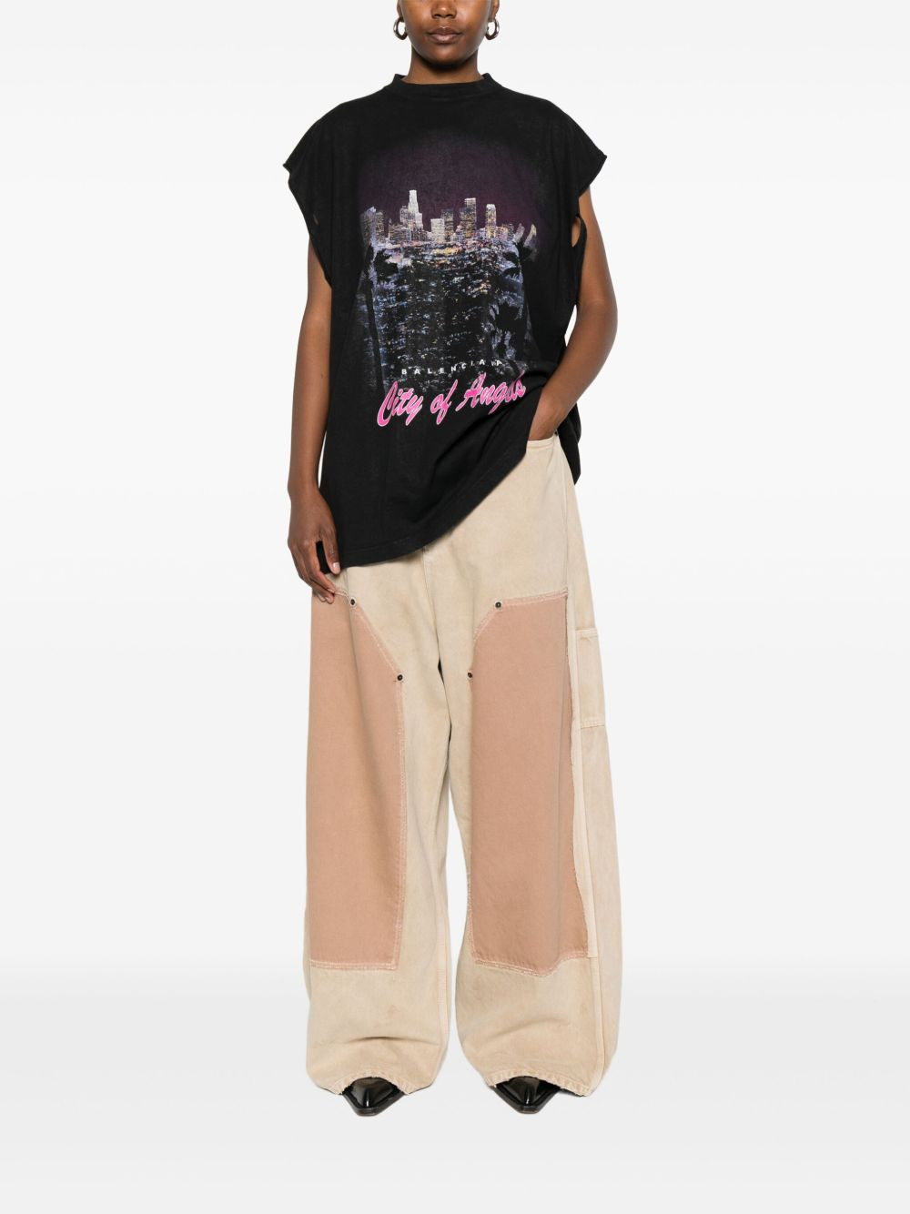 Ripped Off panelled cotton trousers - 2
