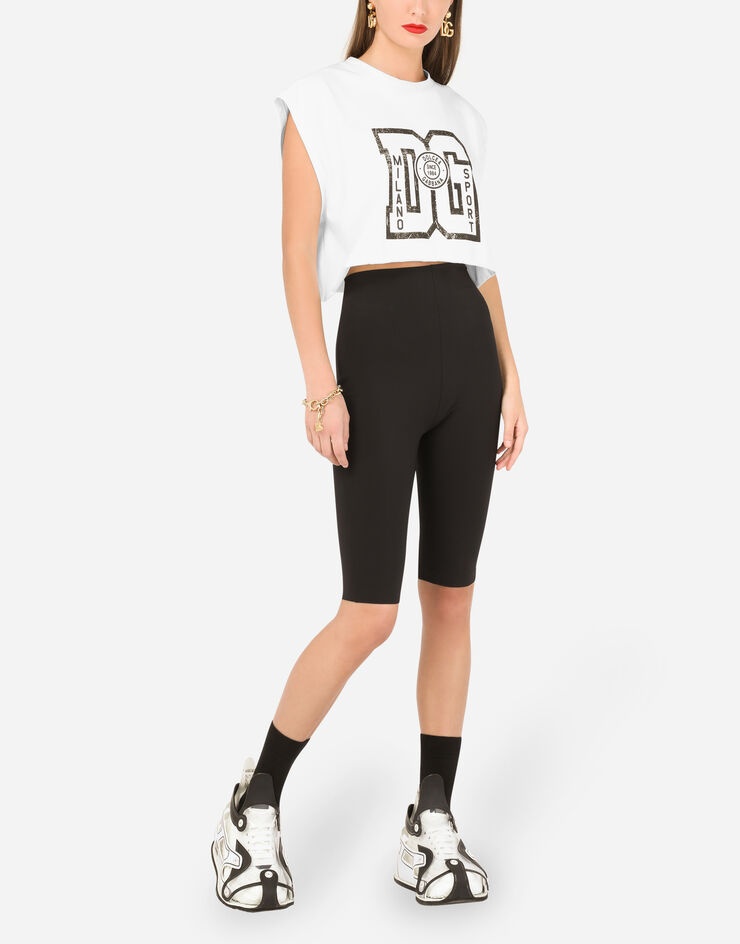 Cropped jersey T-shirt with DG print - 6