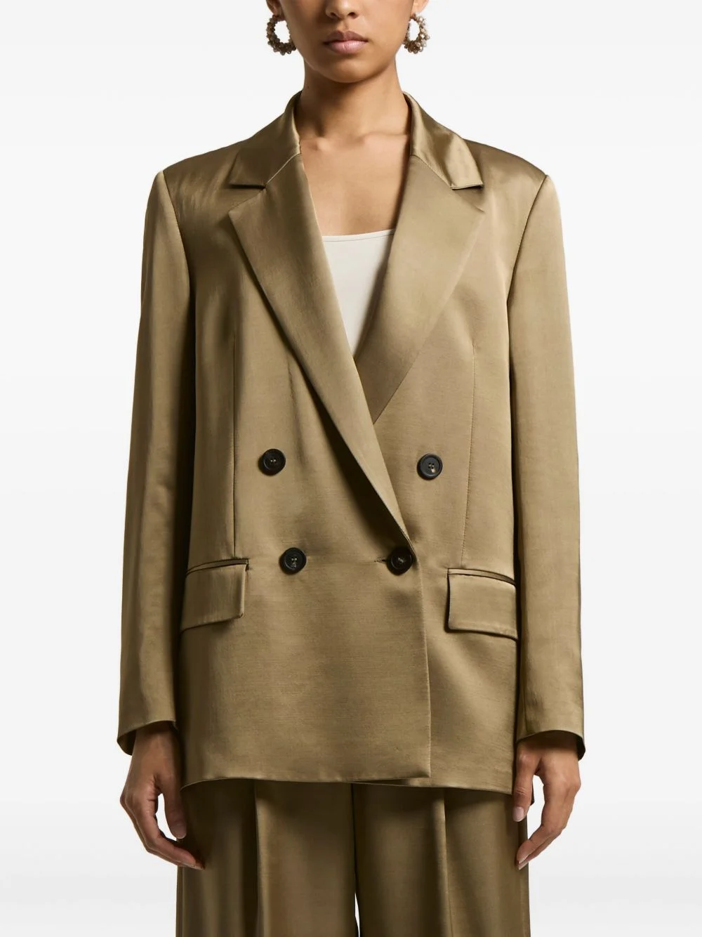 double-breasted satin blazer - 1